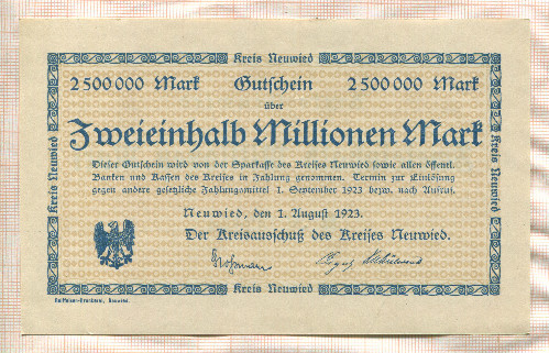 2500000 марок. Германия 1923г