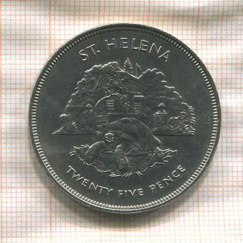 25 пенсов. Остров Св. Елены 1977г