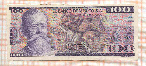 100 песо. Мексика 1982г