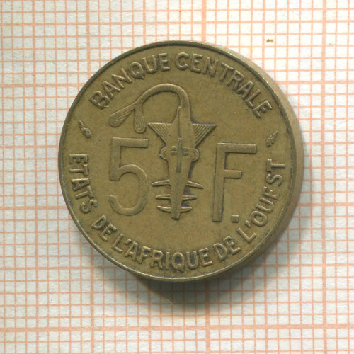 5 франков. Западная Африка 1987г