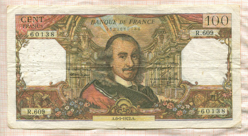 100 франков. Франция 1972г