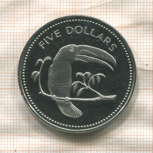 5 долларов. Белиз 1975г