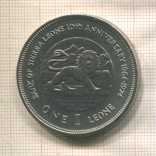 1 леоне. Сьерра-Леоне 1974г