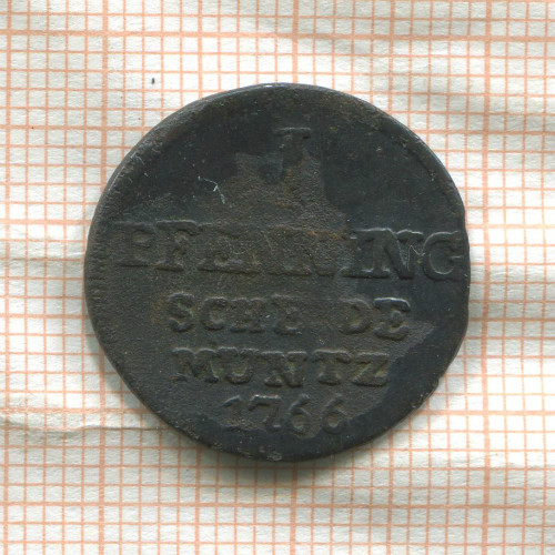 1 пфеннинг. Падерборн 1766г