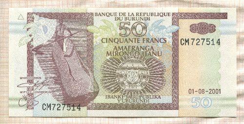 50 франков. Бурунди 2001г