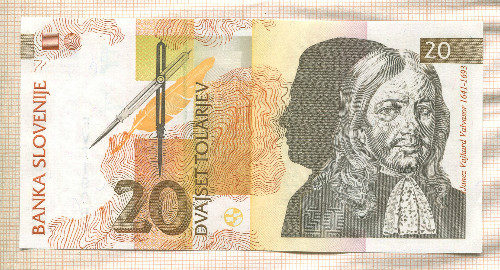 20 толаров. Словения 1992г