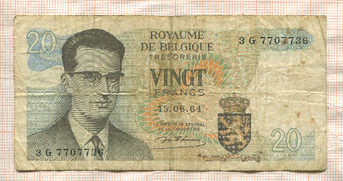 20 франков. Бельгия 1964г