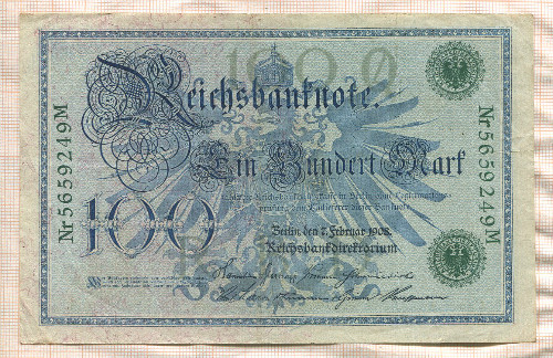 100 марок. Германия 1908г