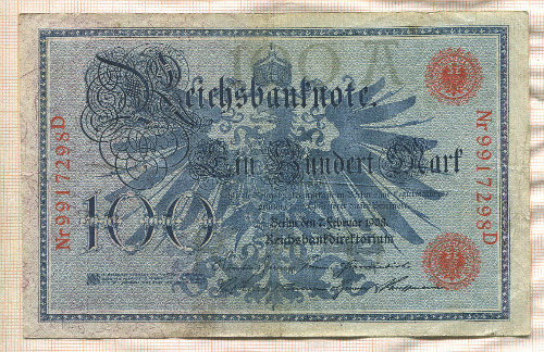 100 марок. Германия 1908г