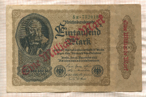 1000000000 марок. Германия 1923г