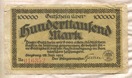 100000 марок. Германия 1923г