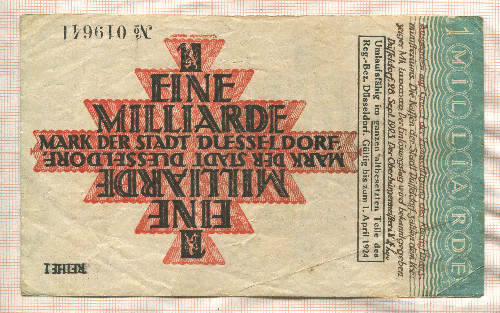 1000000000 марок. Германия 1923г