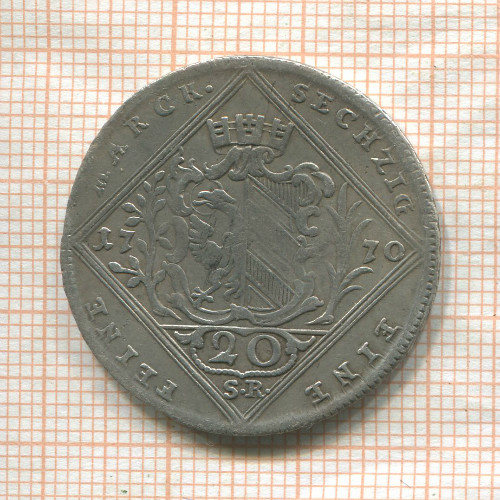20 крейцеров. Нюрнберг 1770г