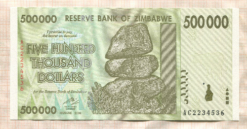 500000 долларов. Зимбабве 2008г