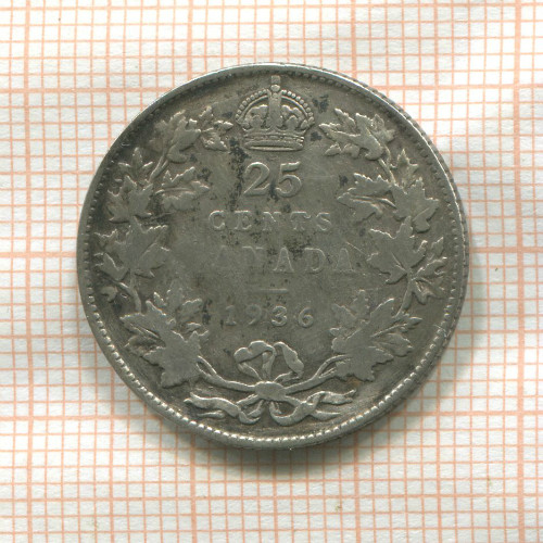 25 центов. Канада 1936г