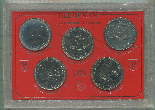 1 крона. Остров Мэн. Тысячелетие Тинвальда. 5 шт. 1979г