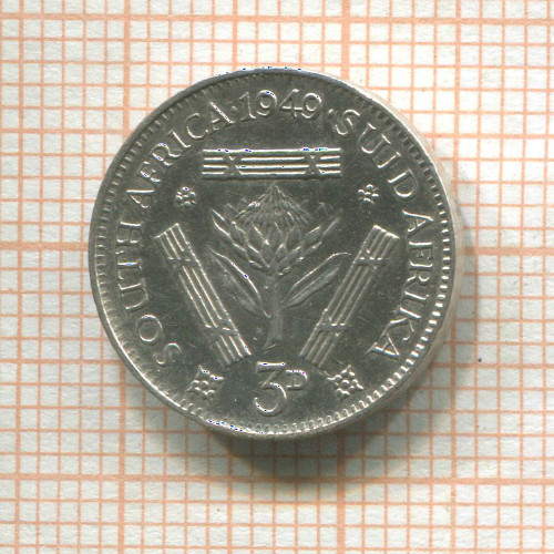 3 пенса. Южная Африка 1949г