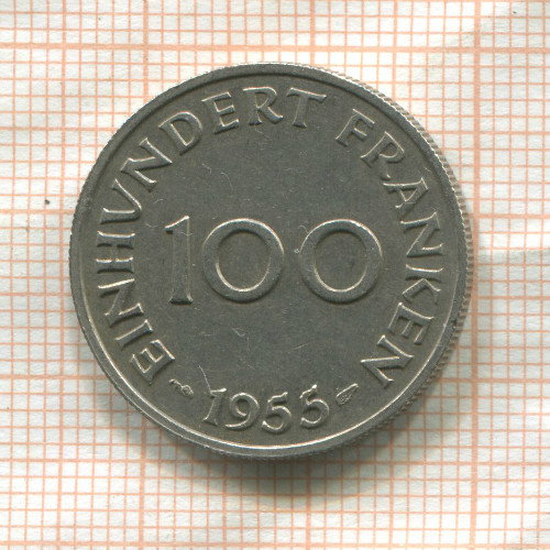 100 франков. Саарланд 1955г