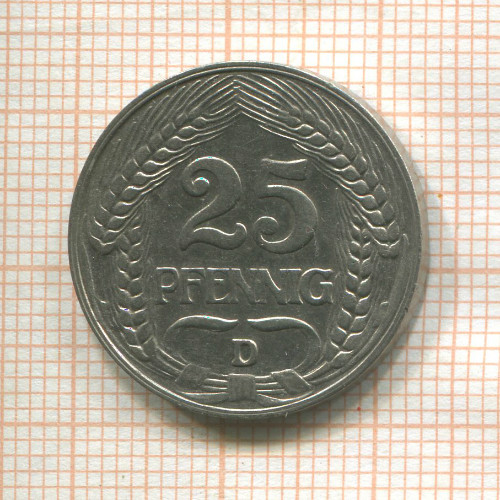 25 пфеннигов. Германия 1909г