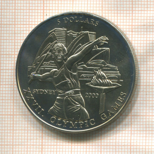 5 долларов. Либерия 2000г