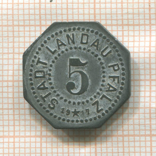 Нотгельд. 5 пфеннигов. Германия. Ландау