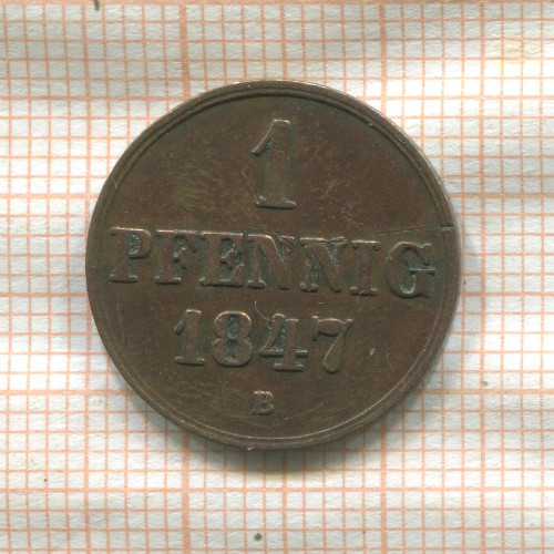 1 пфенниг. Ганновер 1847г