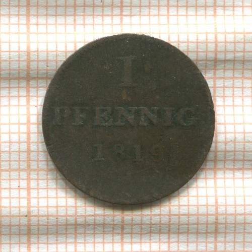 1 пфенниг. Франкфурт 1819г