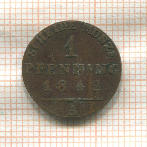 1 пфеннинг. Пруссия 1842г