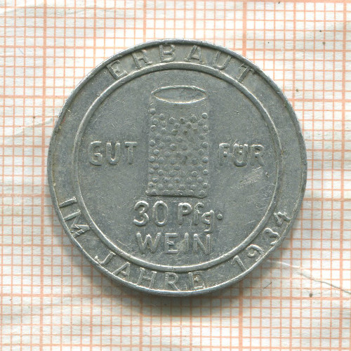 Винный жетон на 30 пфеннигов. Германия. Бад-Дюркхайм