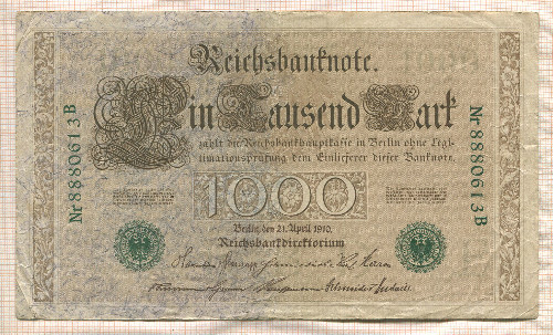 1000 марок. Германия 1910г