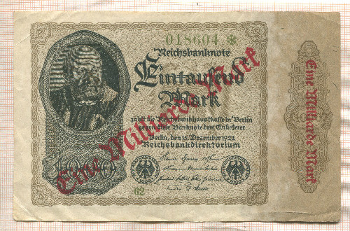 1000000000 марок. Германия 1923г