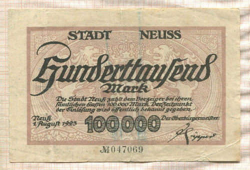 100000 марок. Германия 1923г
