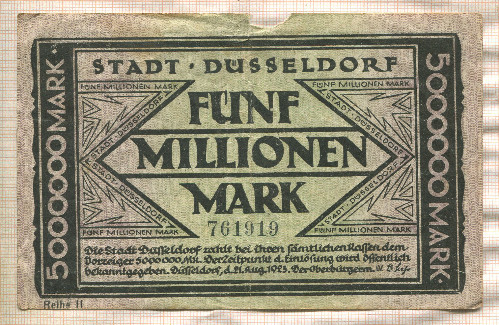 5000000 марок. Германия 1923г