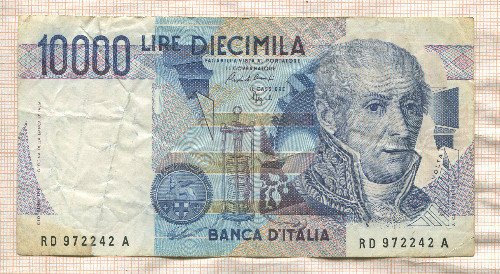10000 лир. Италия 1984г