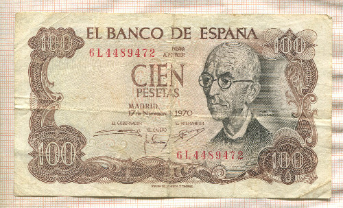 100 песет. Испания 1970г