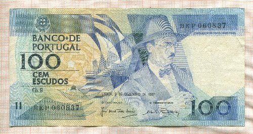 100 эскудо. Португалия 1987г