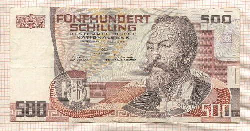 500 шиллингов. Австрия 1985г