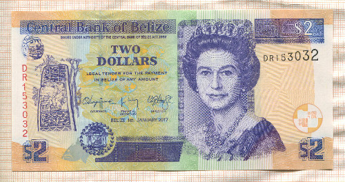 2 доллара. Белиз 2017г