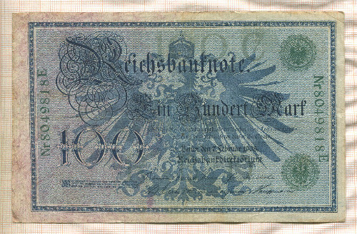100 марок. Германия 1908г