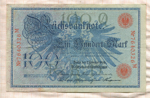 100 марок. Германия 1908г