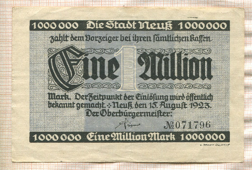 1000000 марок. Германия 1923г