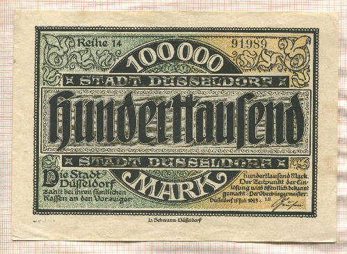 100000 марок. Германия 1923г