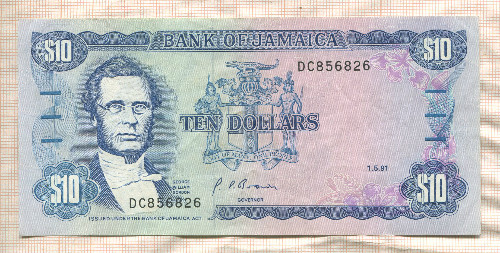 10 долларов. Ямайка 1991г