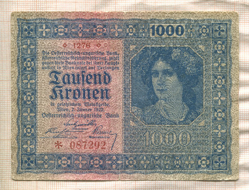 1000 крон. Австро-Венгрия 1922г