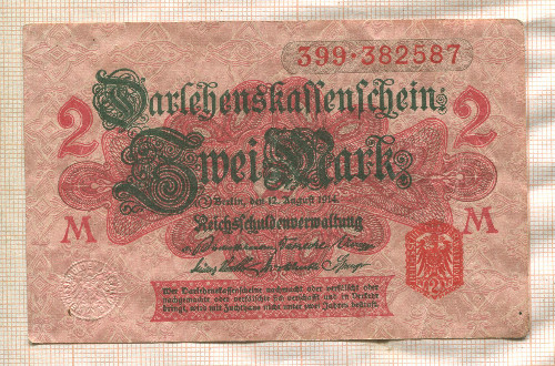 2 марки. Германия 1914г