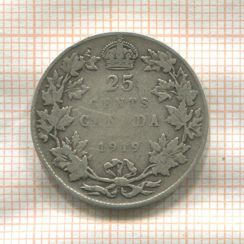 25 центов. Канада 1919г