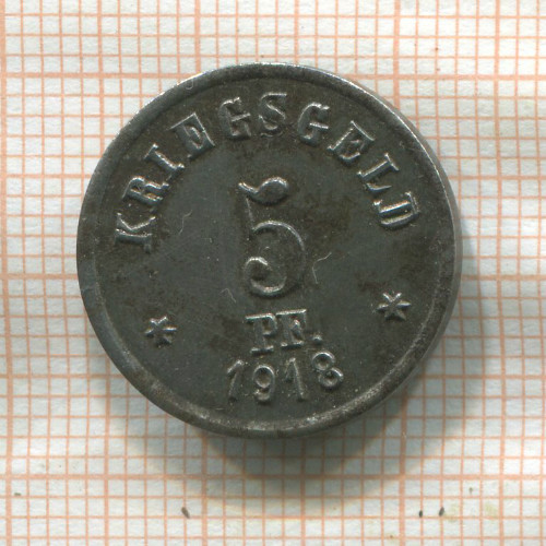 Нотгельд. 5 пфеннигов. Германия. Грюнберг