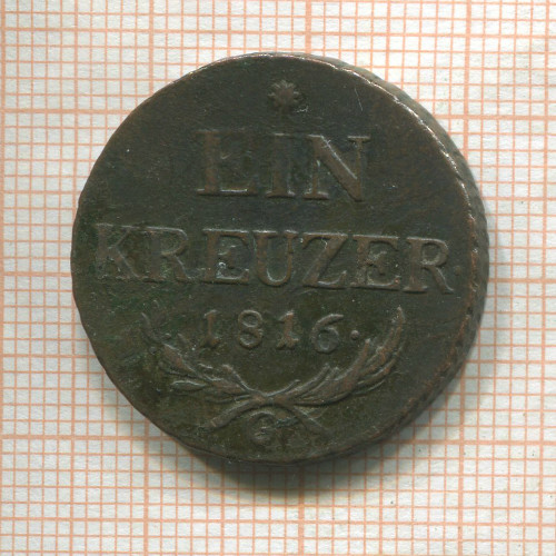 1 крейцер. Австрия 1816г