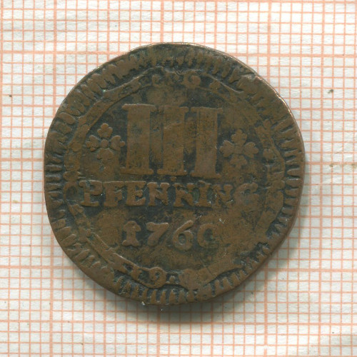 3 пфеннинга. Мюнстер 1760г