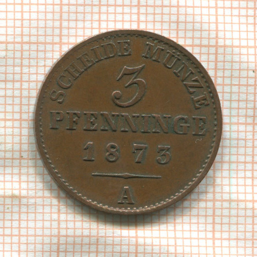 3 пфеннинга. Пруссия 1873г